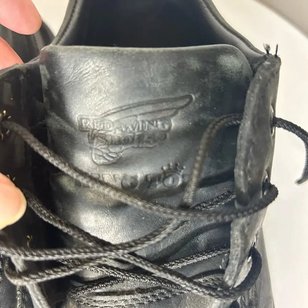 Red Wing King Toe black leather steel toed Oxford oil resistant work shoes.  13D